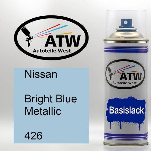 Nissan, Bright Blue Metallic, 426: 400ml Sprühdose, von ATW Autoteile West.